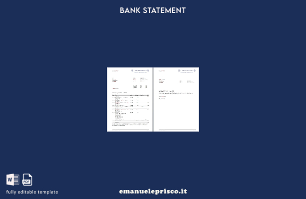 modello word delle pagine dell'estratto conto della Banca Svizzera J. Safra Sara